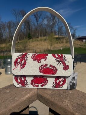 NWT Sincerely Jules beaded shoulder bag Coastal Crab Lobster Limited Edition